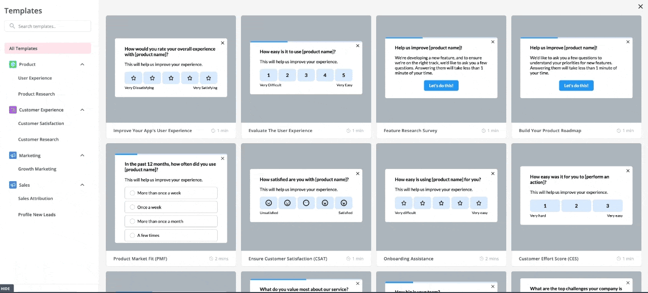 Create and customize in-app surveys code-free with Userpilot